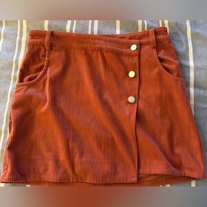 Lulu's Terracotta Ribbed Skirt with Metallic Accents